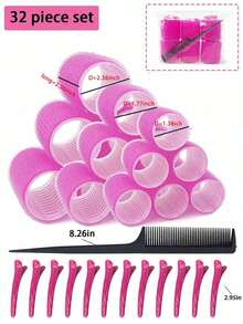 Bộ 32 con lăn tóc kèm kẹp và lược, máy uốn tóc tự kẹp không dùng nhiệt, nhiều kích cỡ và màu sắc khác nhau của con lăn tóc, phù hợp với máy uốn tóc dài, móc và vòng cho tóc trung bình, kiểu tóc tại tiệm và tự làm (Thông số kỹ thuật tham khảo: 1,38in, 1,77in, 2,36in) Phụ kiện tóc làm quà tặng cho cặp đôi ngày lễ tình nhân, Phụ kiện tóc làm quà tặng cho cặp đôi ngày lễ tình nhân, Bộ tạo kiểu tóc, Bộ dụng cụ làm tóc, Quà tặng phụ kiện làm đẹp tại nhà cho phụ nữ, Dụng cụ tạo kiểu tóc - Nhiều màu 3 - Xem 16