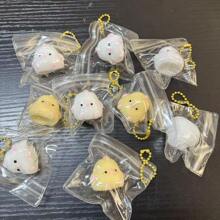 3pcs Individually Packaged Plastic Squeeze Chicken Toys With Decorative Pendants In Different Colors - Slow Rebound Stress Relief Toys Suitable For Young People, Party Favors, Halloween Gifts