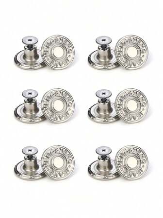 6pcs Combination Set No-Drill Adjustable Waist Button For Jeans, Metal Button With No-Sew Resizing For Jeans