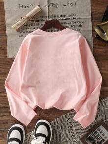 3pcs Tween Girls' Printed Long Sleeve T-Shirts, Suitable For Tween Girlsin Autumn/Winter, Young Student Clothing, Suitable For Outerwear And Layering - Multicolor - View 5