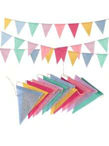 Multi-Color Burlap Tricot Banner, Reusable Soft Color Garland For Home Outdoor Garden, Birthday Party Decorations, Baby Shower Party, Celebration Decorations, Classroom, Bedroom, Window, Wall Party Decorations As Well As Baby Shower, Birthday Gift Giving Party.