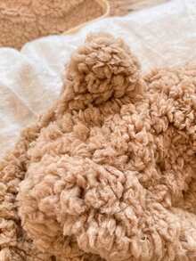 1 件装婴儿卡通熊耳朵小羊帽带口罩保暖拉法帽婴儿加厚护耳帽 2-9 岁 - 彩色 - 查看 5