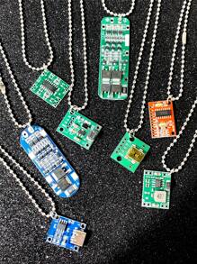 1pc Cyberpunk Style Circuit Board Pendant Necklace With Stainless Steel Chain, Suitable For Music Festivals, Parties, And Daily Wear - Multicolor - View 1