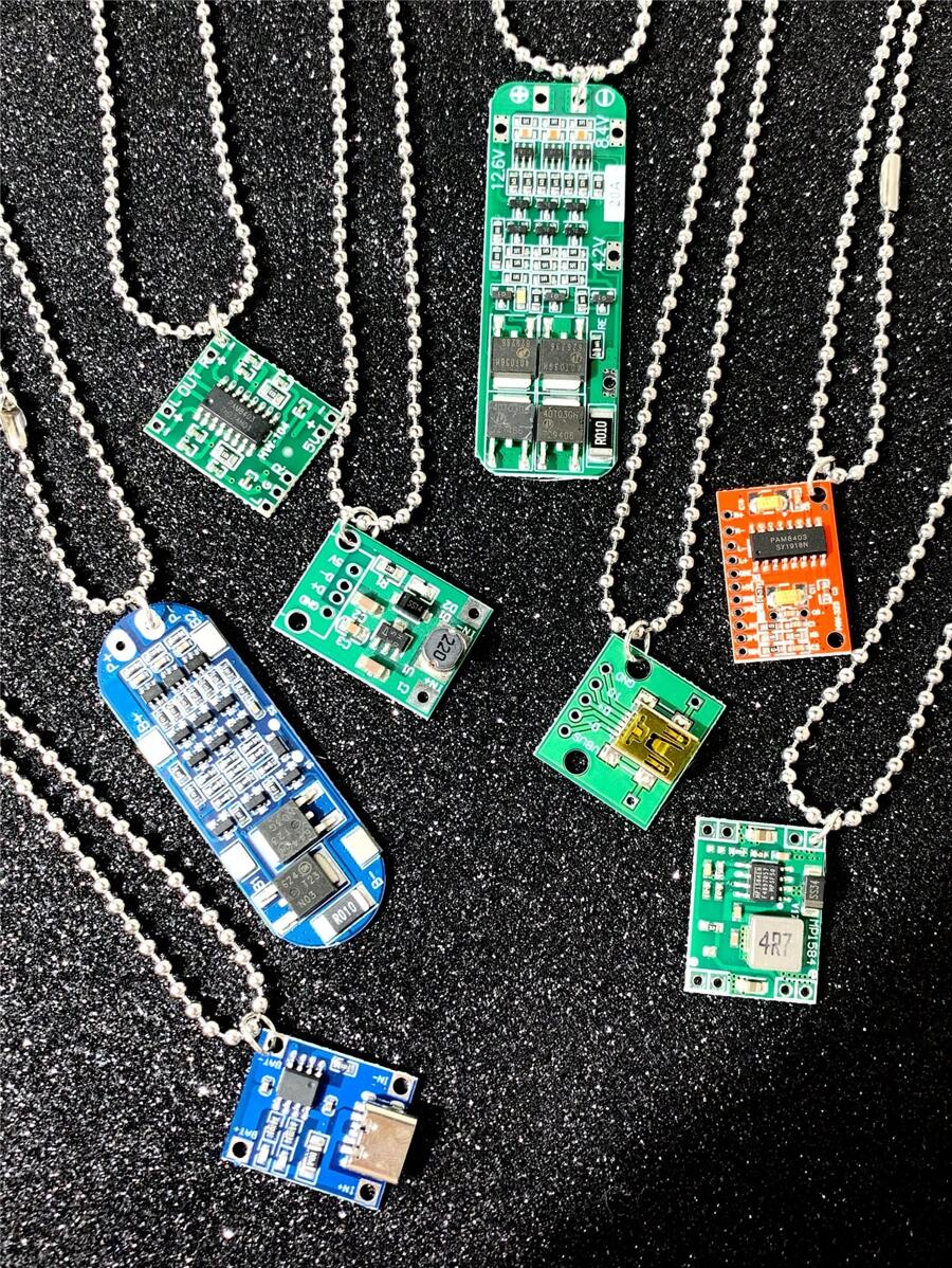1pc Cyberpunk Style Circuit Board Pendant Necklace With Stainless Steel Chain, Suitable For Music Festivals, Parties, And Daily Wear - Multicolor - View 1