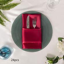 8/24pcs Square Satin Dinner Napkins, Silky Soft Smooth Decorative Napkins, Suitable For Restaurant, Wedding, Party, Home, Celebration, Christmas, Thanksgiving, Halloween Decor - Multicolor - View 17