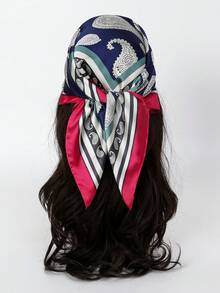 1 件 Bandana 风格佩斯利印花围巾，男士仿丝方形头巾，时尚围巾，适合日常使用，男士配饰，男士围巾 - 彩色 - 查看 34