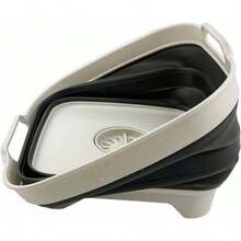 7.5L 2 Gallons Collapsible Plastic Dishpan With Draining Plug - Portable Washing Basin - Foldable Dish Washing Tub - Up Saving Washed Black+Coral Pink, 2 - 灰色/藍色 + 1 - 查看 2