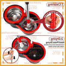 Local Devery-Spin Mop And Bucket With Wringer Set With 3 Microfiber Mop Replacement Heads And 61" Stainless Steel Adjustable Handle For Floor Cleaning