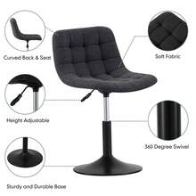 Mcc Direct Soft Fabric Dressing Table Chair, Height Adjustable Swivel Desk Home Office Chair With Footrest And Metal Base For Bedroom Vanity & Office - Drake - Grey - View 4