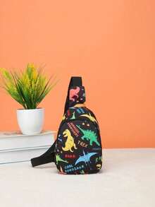 1 pieza Mini bolso de pecho/bandolera/monedero lindo de cierre con cremallera de nailon con diseños de unicornio/sirena/dinosaurio/espacio, adecuado para uso diario - Bolso de pecho con estampado de dibujos animados - Ver 17