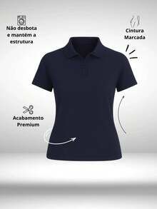 Polo Neck Blouse With Short Sleeves And Functional Buttons Comfortable Women's Fashion - Blue - View 6