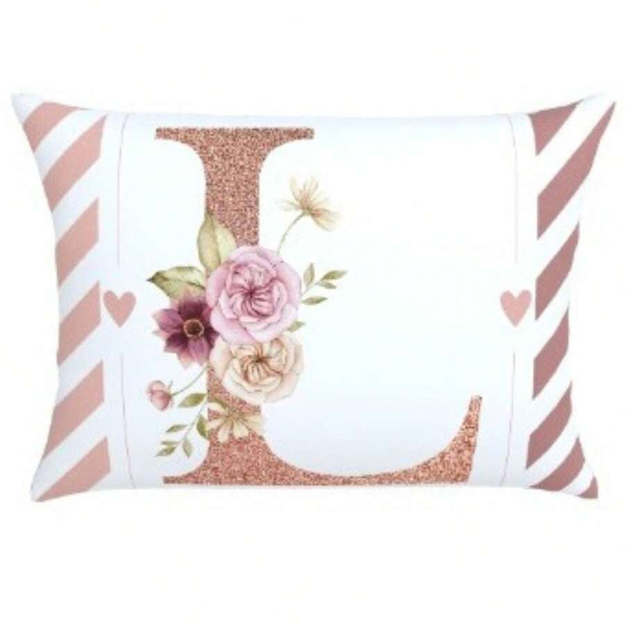 Pillowcase 70X60 Oxford Digital Print Initial Pillowcase High Quality Durable Zipper Monogram - L - View 1