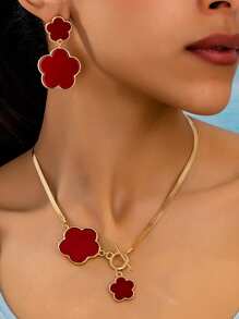 3 pezzi/Set Elegante Collana Pendente e Set di Orecchini con Fiori, Adatto Per Uso Quotidiano, Raduni, Feste, Vacanze e Viaggi delle Donne, Ottimo Regalo Per La Moglie