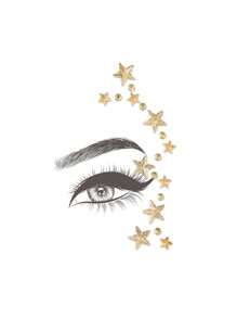 1pc Sparkling Diamond Face Sticker - PMMA Material Glitter Sticker, Suitable For Parties, Masquerades, Music Festivals And Daily Charm, Vibrant Gemstone Design - Gold - View 6