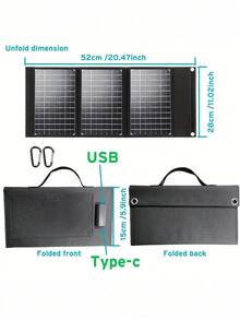 30-50W 便携式太阳能充电器，可折叠，带 USB 接口，通用充电，36V 电压，适用于手机及配件的太阳能电源，露营装备 - 彩色 - 查看 7