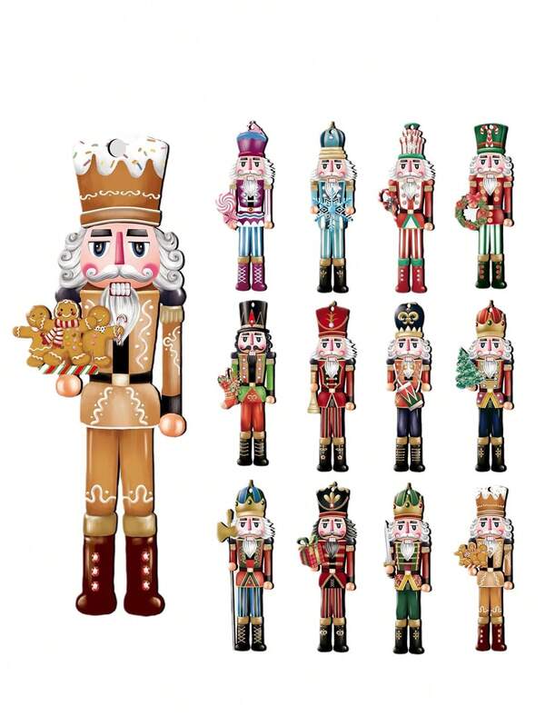 36 peças/24 peças/12 peças/1 peça itens de decoração de Natal, decoração de casa de Natal, decoração de quebra-nozes de madeira de Natal, decoração de festa de madeira pendurada, decoração de quarto, para árvore de Natal, janela, varanda, sala de estar, cerca, bolsa transversal, mochila escolar, chaveiro com fivelas decorativas penduradas, Natal, presente de volta às aulas