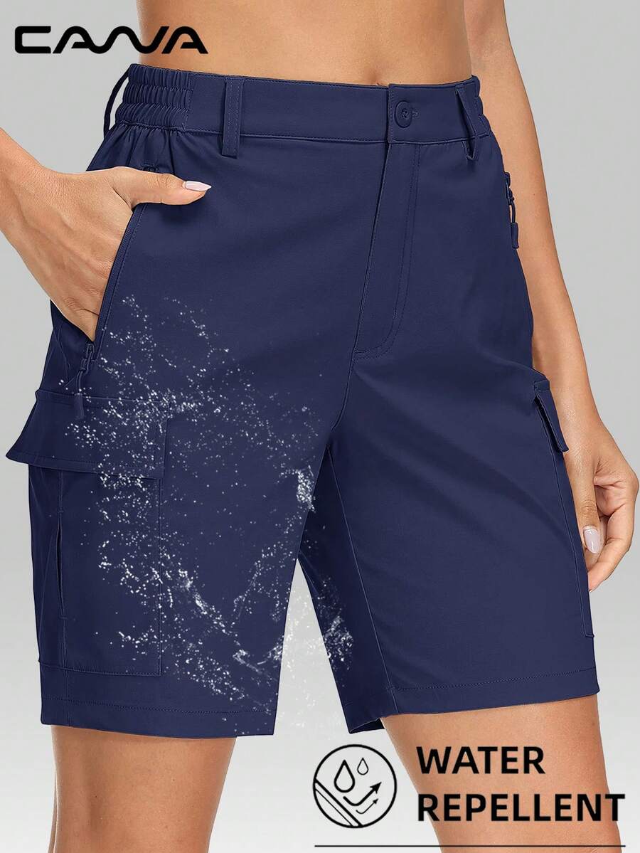 Cavva 女士防水运动短裤 速干透气轻便户外短裤 多口袋 徒步 露营 高尔夫 休闲夏季