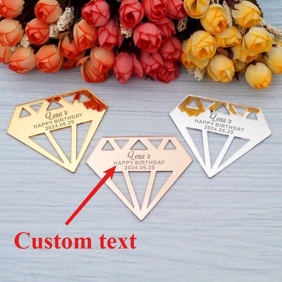 2/10/30/50/100/200张6.5x7.6厘米定制生日派对个性亚克力镜面迎婴派对席位卡装饰宾客邀请卡