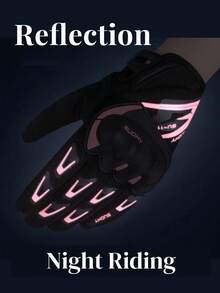 AD 1 双女式黑色和粉色摩托车手套，触摸屏加垫透气防滑，适用于 MBX/MTB/ATV，骑行运动手套