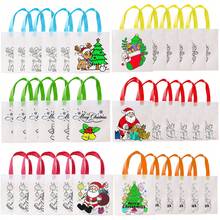 6/12/36 piezas Bolsas de regalo para colorear con temática navideña, incluye Papá Noel, renos y otros patrones divertidos, manualidades de pintura y coloreo, bolsas de obsequio, regalos de Navidad, decoraciones navideñas (no incluye bolígrafos de colores)