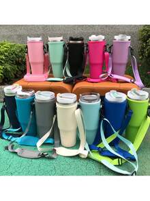 1Pc 40oz Tumbler Case, Compatible With Stanley,Cup Cover/Storage/Organization, Diving Material Cup Cover, Car Handle Cup Protective Cover, Diagonal Strap Adjustable Strap, Suitable For Outdoor Travel, Fitness, Daily Use. Outdoor Travel, Fitness, Daily Use,Mother's Day, Birthday Gift - Multicolor - View 3