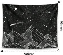 Local Shipping 2025 New   Black And White Tapestry Starry Night Mountain Tapestries For Bedroom Aesthetic Moon And Stars Tapastry's Wall Hanging Dark Nature Forest Wall Tapestry For Living Room Dorm (48'' * 36'') - 黑暗的 - 查看 5