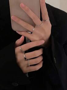 6Pcs Hollow Out Design, Light Luxury, Stylish And Cool Ring Set, Women's Ring, Internet Celebrity Jewelry, Non Fading Ring, Cold Wind Hip-Hop Index Finger Ring, Best Friend Gift