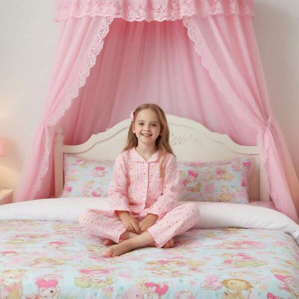 Cute Pink Cartoon Bear And Bow Print Girl Pajamas Set Cotton Long Sleeve And Pants Sleepwear Spring Summer Autumn 4-7 Years Old Kids Homewear