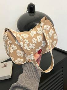 2025春夏新款轻薄面料单肩包，时尚简约休闲腋下包，白色纯色小手提包，适合日常使用、约会、送礼，适合年轻女性、大学生、上班族 - 彩色 - 查看 11