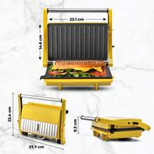 SUSTEAS Panini Sandwich Maker Grill Multi-Purpose Grill Pan Can Be Used To Grill Meat, Heat Toast, Baguettes, And Bagels Can Be Laid Flat At 180° Ideal For Home Barbecues And Grilling - US A Type Plug(110-127V) - View 6