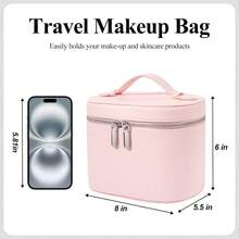Portable Christmas Gifts Cosmetic Bag - Travel Toiletry Organizer With Compartments & Handle For Women - 粉色 - 查看 2