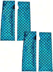 D EXCEED 1/2/3 Pairs Shiny Mermaid Scale Gloves Fish Scale Arm Sleeves Rave Party Gloves Hologram Fingerless Gloves Halloween Cosplay Costume Accessories Iridescent