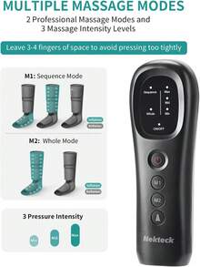Nekteck Leg Massager With Air Compression For Circulation And Relaxation, Foot And Calf Massage Machine With Hand-Held Controller 2 Modes 3 Intensities, Adjustable Leg Wraps For Home And Office Use - Black - View 3