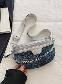 男女通用链条腰包多功能胸包运动单肩斜挎包