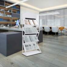 Floor-Standing Magazine Rack Information Rack Storage Rack Newspaper Rack Display Rack Manual Book Rack Single Page Simple Iron - White - View 3