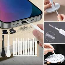 Juego de limpieza de 12 piezas para puerto de carga de teléfono celular, teclado de computadora y cabezal de ducha, desbloqueador de tuberías, limpiador de ranuras, mini cepillo, cepillo para teclado, etc. para cocina, baño, hogar, suministros del hogar (varias especificaciones)
