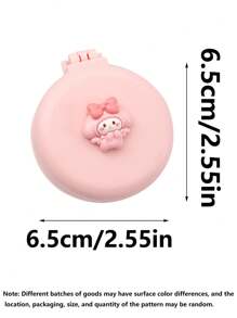 Sanrio 1/2 件 's   迷你发刷带化妆镜便携式折叠梳子适合旅行和日常使用（某些部件可能是随机的）