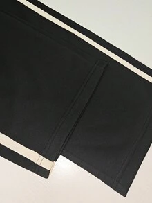 Casual Loose Wide Leg Pants, Side Stripe Design Relaxed Trousers