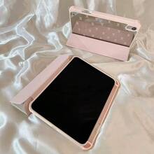 1 件极简格子蝴蝶结粉色镜面平板平板电脑保护壳适用于 iPad 11 2025/10.9/Air4/5/6/7 2025/10.2/Pro 11/10th/9.7/10.5，睡眠/唤醒功能