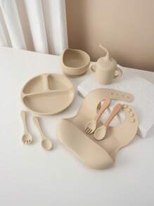 1pc/2PCS/8PCS Custom Baby Tableware Print On Demand Baby Bowl Plate Dishes Personalized Customization Name Baby Bib Soft Baby Spoons And Forks Solid Color Baby Sippy Cup, Son, Daughter,Christmas Gift