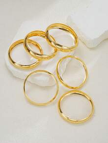 Bộ 6 vòng tay kim loại dày, bộ vòng tay nữ, trang sức vòng tay có thể xếp chồng, bộ vòng tay dày. - Bạc - Xem 9