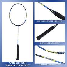 KUMPOO Raqueta Badminton Profesional, Raqueta de Bádminton Ligera Hecha de Fibra de Carbón, Juego de Raqueta de Bádminton con Cinta para Empuñadura y Bolsa de Cubierta, KC Raqueta Badminton - KC-23-azul amarillo - Ver 7