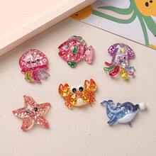 2 件/5 件/6 件卡通海洋动物冰箱贴套装 - 可爱有趣的装饰磁铁，适用于家居装饰，采用 ABS 材料制成，椭圆形 - 彩色 - 查看 4