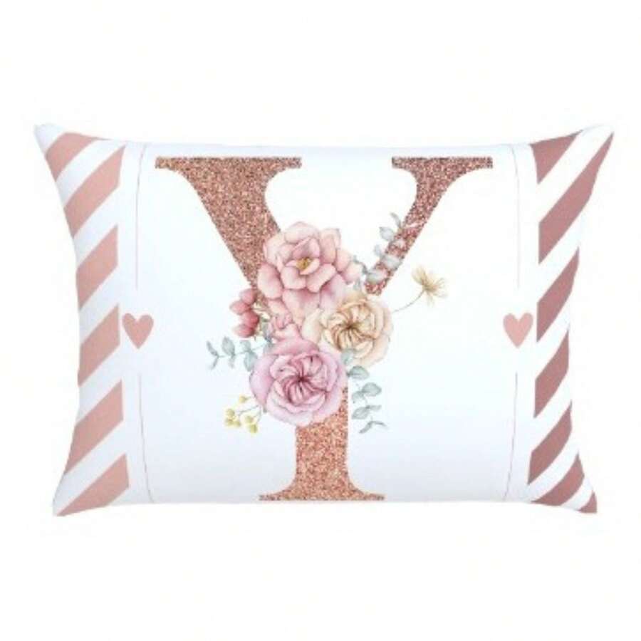 Pillowcase 70X60 Oxford Digital Print Initial Pillowcase High Quality Durable Zipper Monogram - Y - View 1