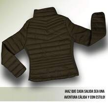 Chamarra Capitonada para Dama Con Forro de Peluche Fino, Abrigadora para temporada de lluvias, Manga Larga con Bolsillos Laterales, Moda Casual para Dama, Colores Intensos - Verde Oliva - Ver 5