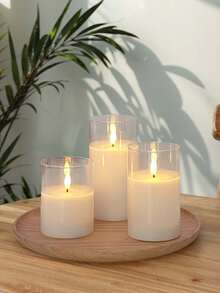 1/3 Peças Conjunto de Velas Eletrônicas LED com Controle Remoto e Timer, Velas Elétricas de Pilar para Uso Externo, Velas Eletrônicas a Pilha, Velas de Pilar Eletrônicas com Chama Realista, Chama Quente, Acessórios para Aniversário e Casamento, Adequado para Lanternas, Jardim, Natal, Decoração Doméstica, Páscoa, Formatura, Dia dos Namorados