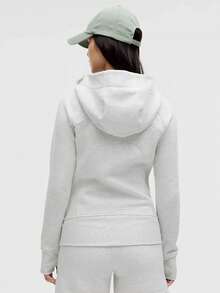 Women Casual Zip Front Hooded Sweatshirt, Slim Fit, Autumn/Winter Outfits For Women - Light Grey - View 1