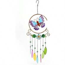 Colorful Butterfly Wind Chimes Garden Glass Wind Chimes For Home Party Festival Decor Garden Decoration Indoor Outdoor Lifelike Butterfly Deep Tone Style
