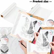 LJ Tracing Paper Roll 18 Inch X 30 Yards White Translucent Pattern Paper Trace Paper For Sewing Drawing Sketching LJ - 白色 - 查看 1