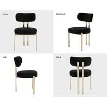 WAHSON OFFICE CHAIRS Set Of 2 Modern Dining Chairs Chenille Armless Kitchen Chairs With Metal Legs For Living Room - Black - View 4